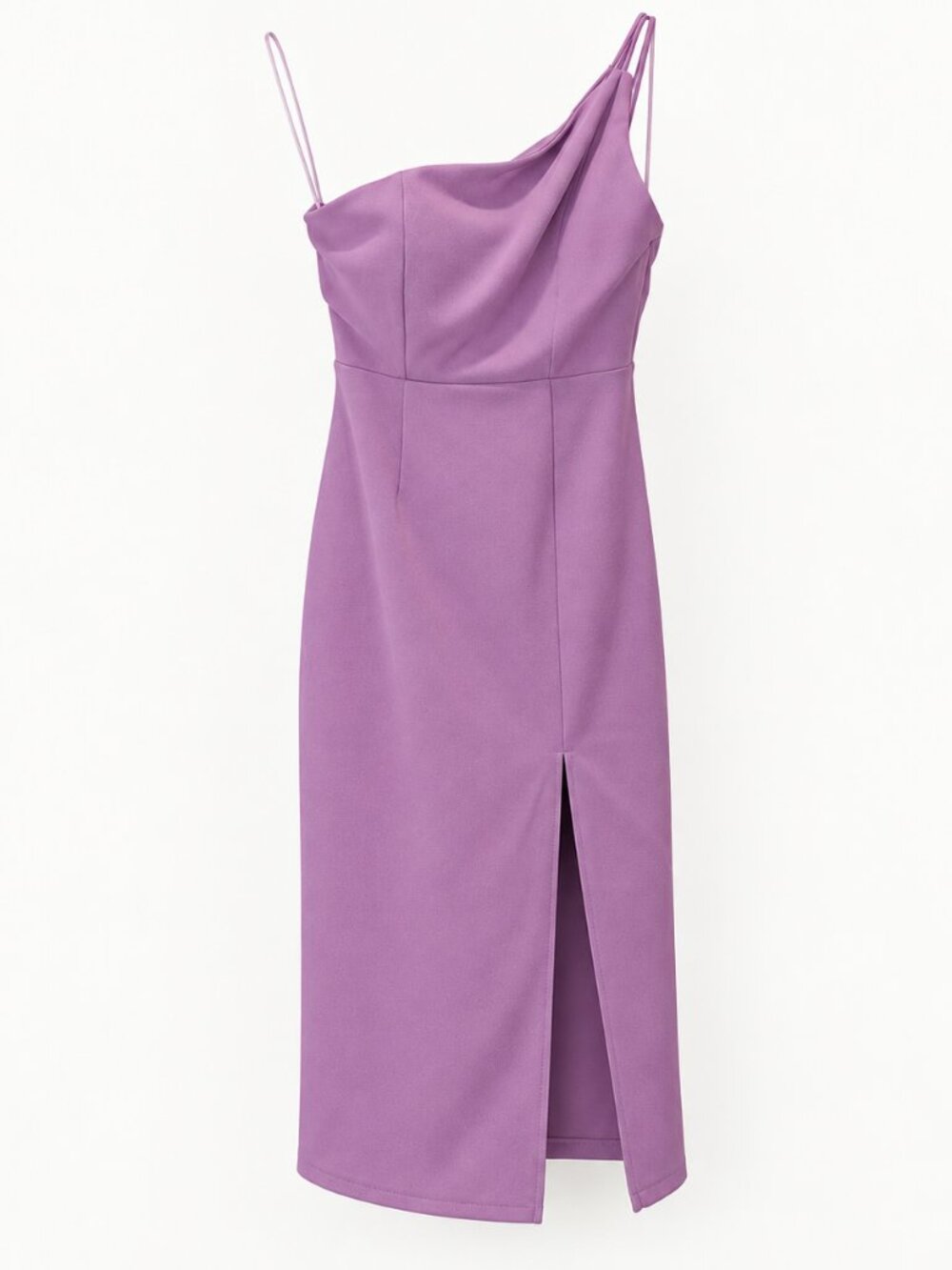 Hello Molly Lilac Asymmetric Draped Slit Dress – XS
